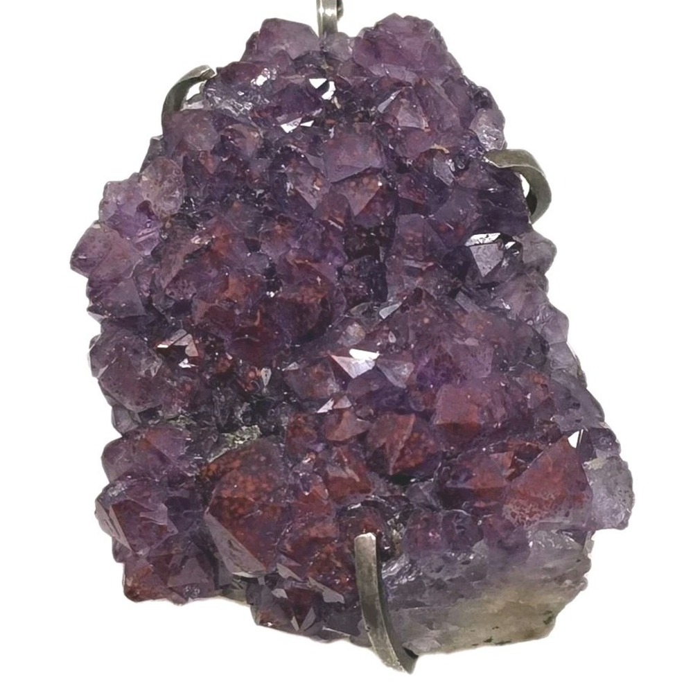 Amethyst Crystal Pendant Necklace On Leather Cord 16" With Toggle Closure
